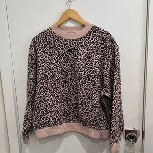 Nike Leopard Print Crewneck Sweatshirt in Light Pink and Black
